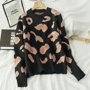 Pull Amour Léopard Noir