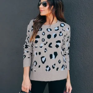 Pull Léopard Fashion Gris