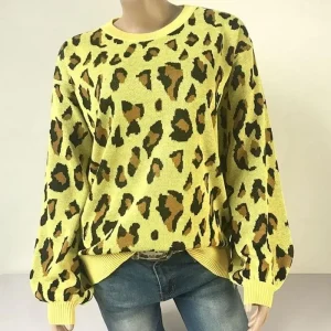 Pull Léopard Femme Jaune
