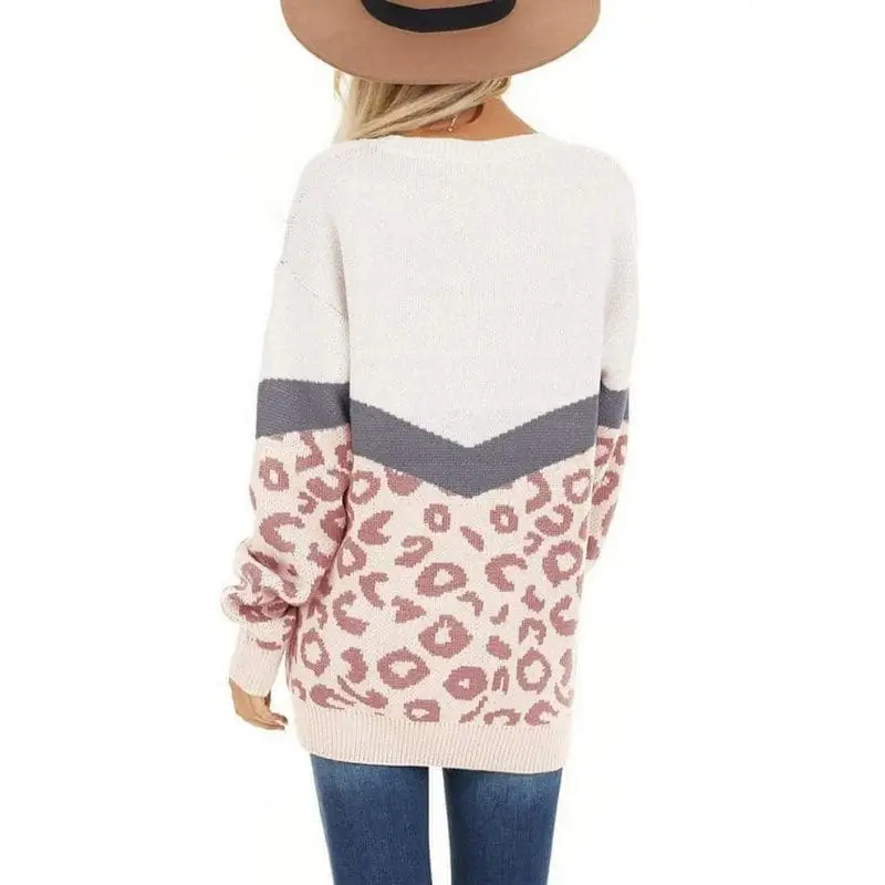 Pull Léopard Long Gris – Image 3