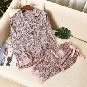 Pyjama Léopard Dentelle Rose