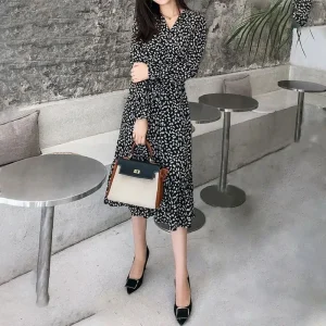 Robe léopard manches longues noire