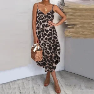 Robe Léopard Mi Longue Élégante