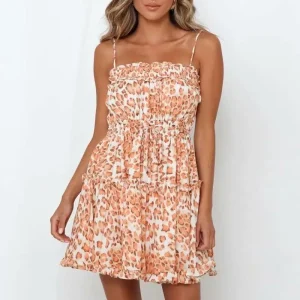 Robe Motif Léopard Orange