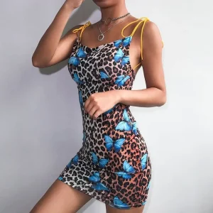 Robe Motif Léopard Papillon