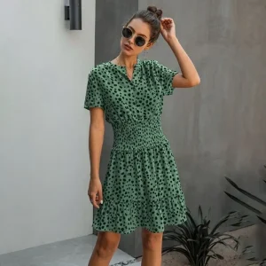 Robe Style Léopard Verte