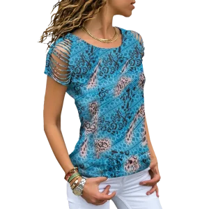 Tee-Shirt Léopard Bleu