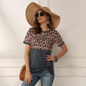 T-Shirt Femme Léopard Tendance Gris