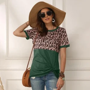 T-Shirt Femme Léopard Tendance Vert