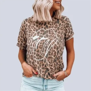 T-Shirt Imprimé Léopard Marron
