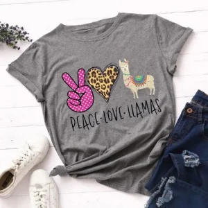 T-Shirt Imprimé Léopard Peace Love