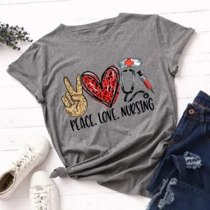T-Shirt Imprimé Léopard Peace Love Nursing