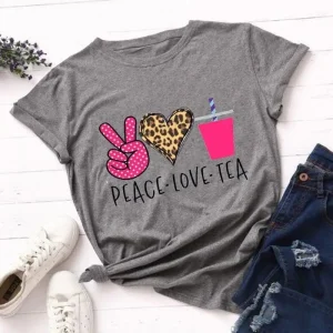 T-Shirt Imprimé Léopard Peace Love Tea