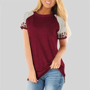 T-Shirt Léopard et Marinière Bordeaux