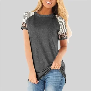 T-Shirt Léopard et Marinière Gris