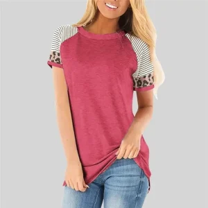 T-Shirt Léopard et Marinière Rose