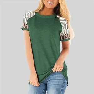 T-Shirt Léopard et Marinière Vert