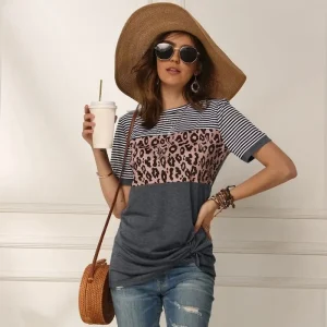 T-Shirt Léopard Marinière Gris