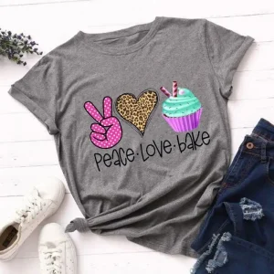 T-Shirt Léopard Peace Love Bake