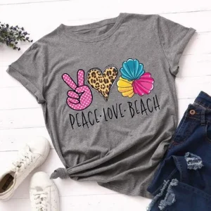 T-Shirt Léopard Peace Love Beach