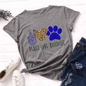 T-Shirt Léopard Peace Love Bulldogs