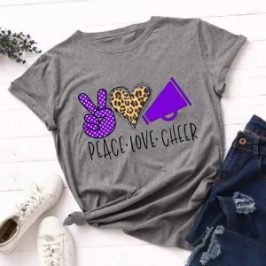 T-Shirt Léopard Peace Love Cheer