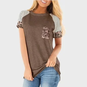 T-shirt Léopard Poche