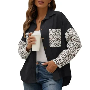 Veste Chemise Léopard Noire