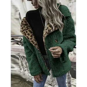 Veste Femme à Doublure Léopard Verte