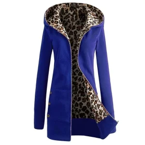 Veste Léopard à Capuche Bleue