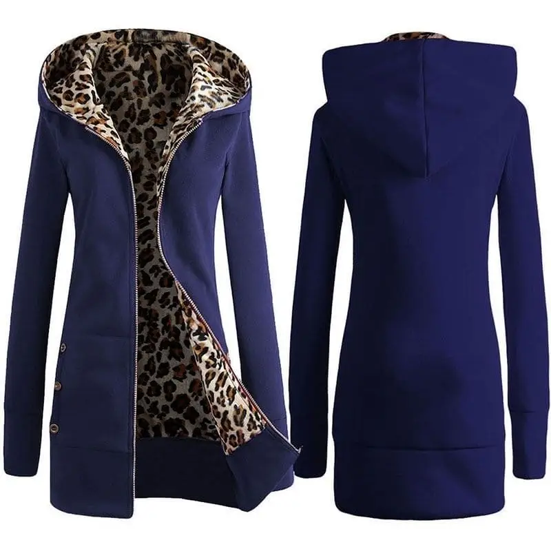 Veste léopard à capuche bleue marine – Image 2